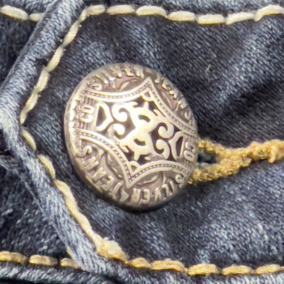 Silver Jeans Women 30x30 Tuesday Slim Bootcut Dark Wash Embroidered Indigo Denim - Picture 10 of 16